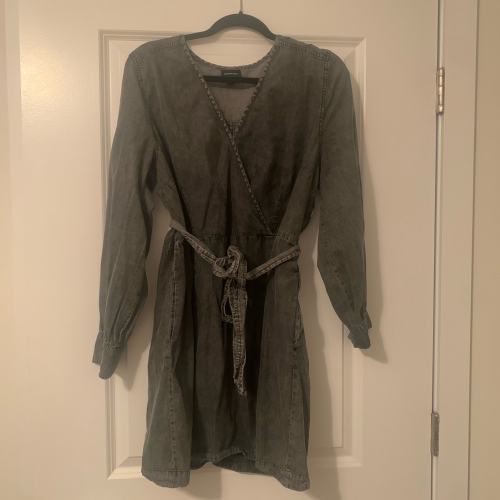 Grey jean wrap dress